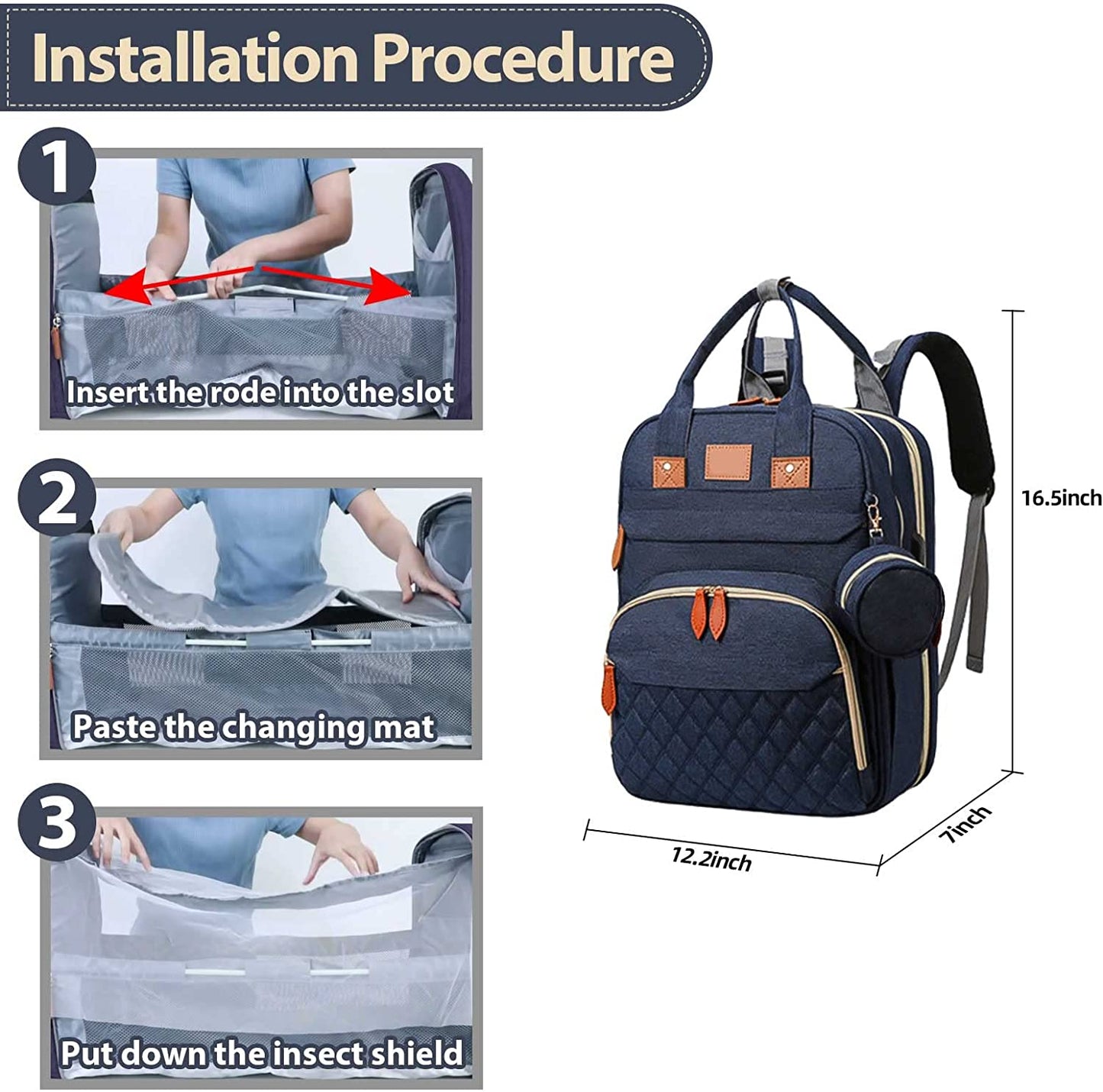 large capacity diaper bag backpack for parents